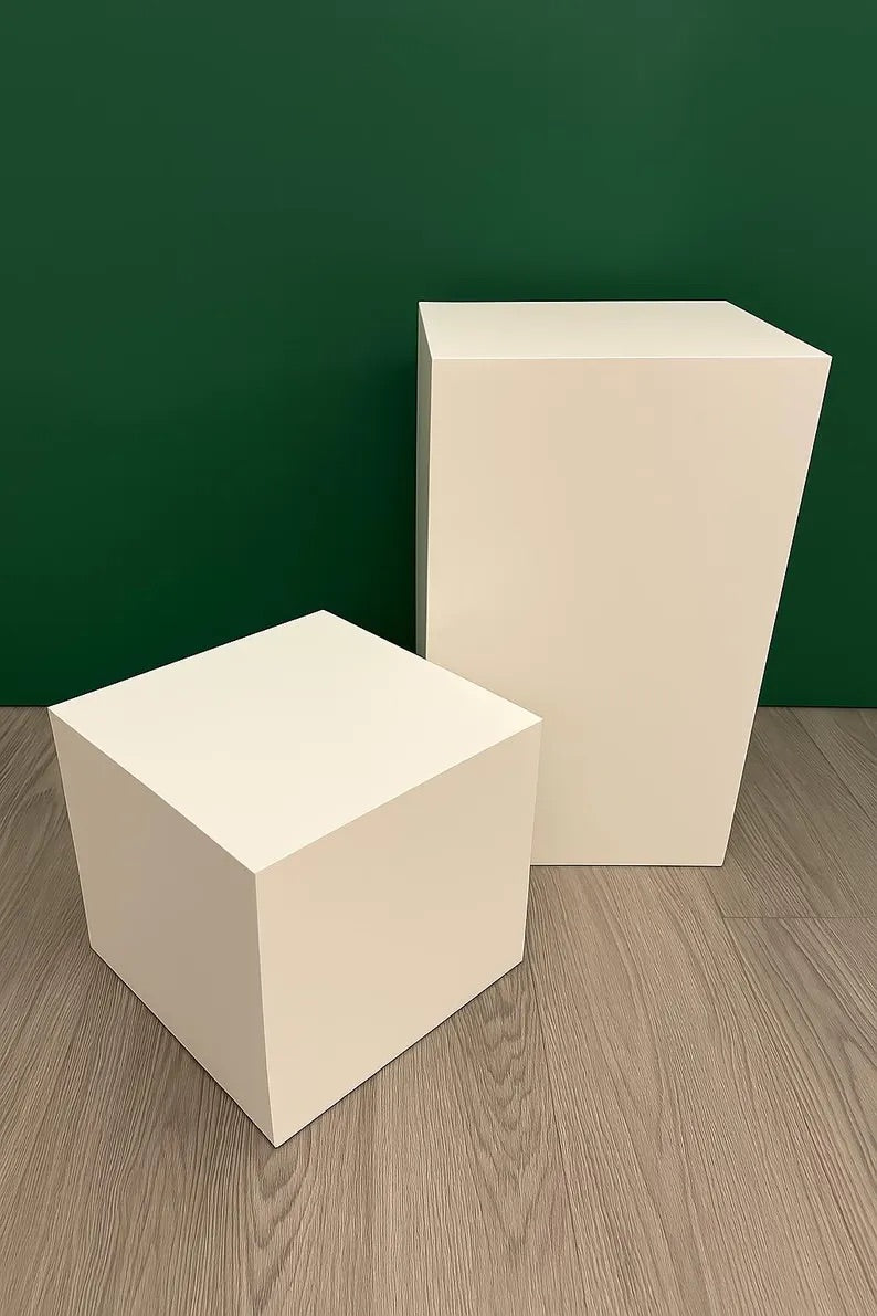 12", 14" or 16" Heavy Duty Display Posing Cube Pedestal Stand Riser Pillar Column in White - 200 lb. capacity