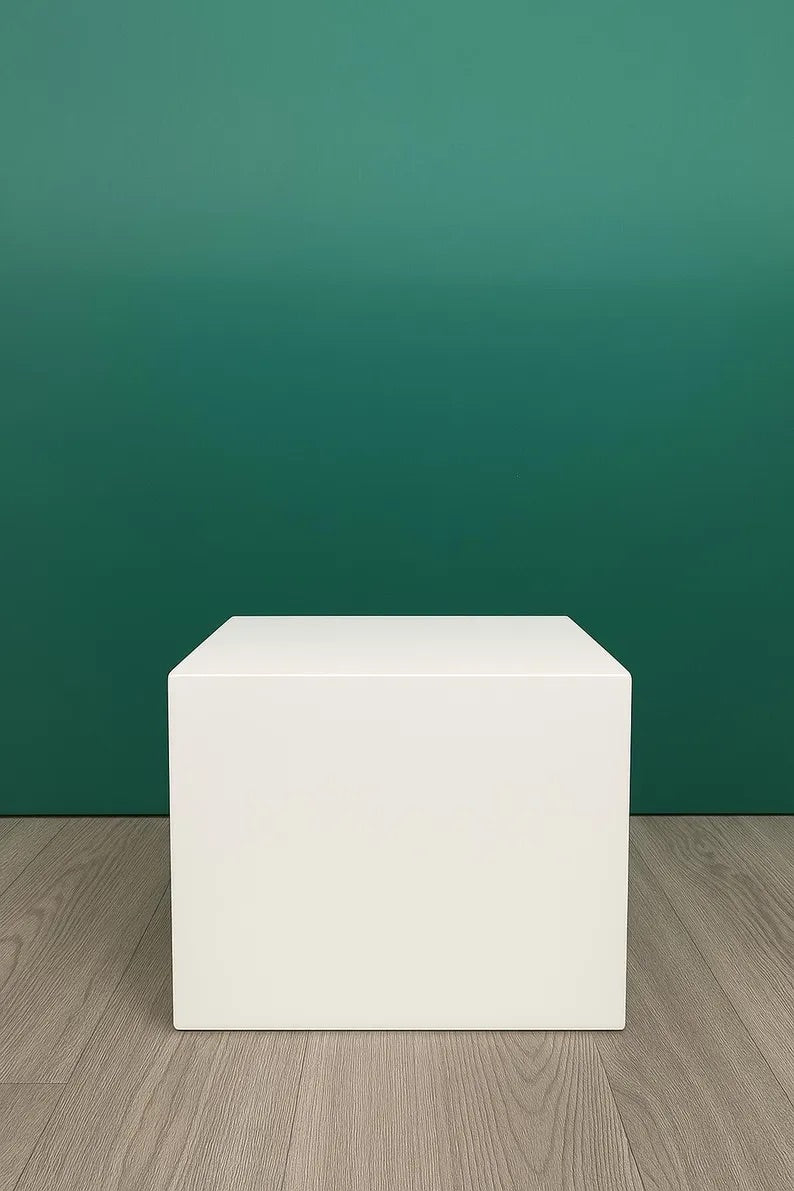 12", 14" or 16" Heavy Duty Display Posing Cube Pedestal Stand Riser Pillar Column in White - 200 lb. capacity