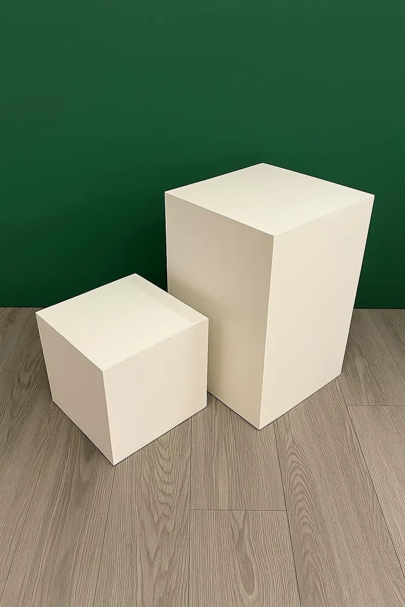 12", 14" or 16" Heavy Duty Display Posing Cube Pedestal Stand Riser Pillar Column in White - 200 lb. capacity