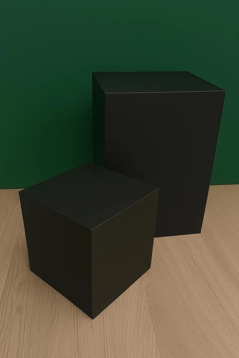 12", 14" or 16" Heavy Duty Display Posing Cube Pedestal Stand Riser Pillar Column in Black - 200 lb. capacity